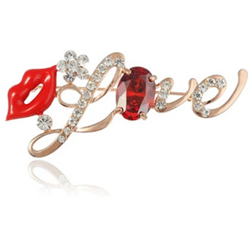 Valentine's Day Sexy Red Crystal Rhinestone kiss Lips Brooches pin Enamel Lipstick lapel Pin Brooch jewelry
Valentine's Day Sexy Red Crystal Rhinestone kiss Lips Brooches pin Enamel Lipstick lapel Pin Brooch jewelry