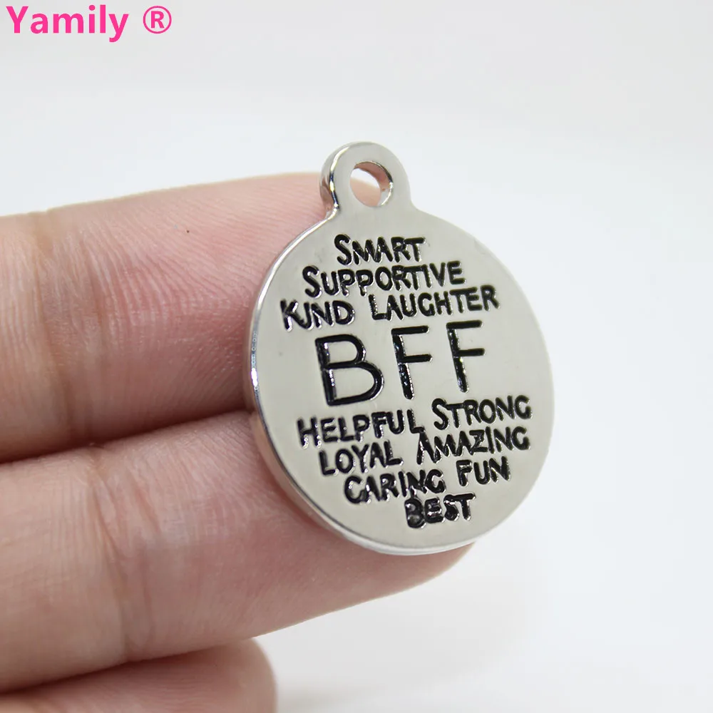 

8pcs--22mm High quality Alloy plating white k Best Friends BFF Charms Word Collage Mother Charms pendant