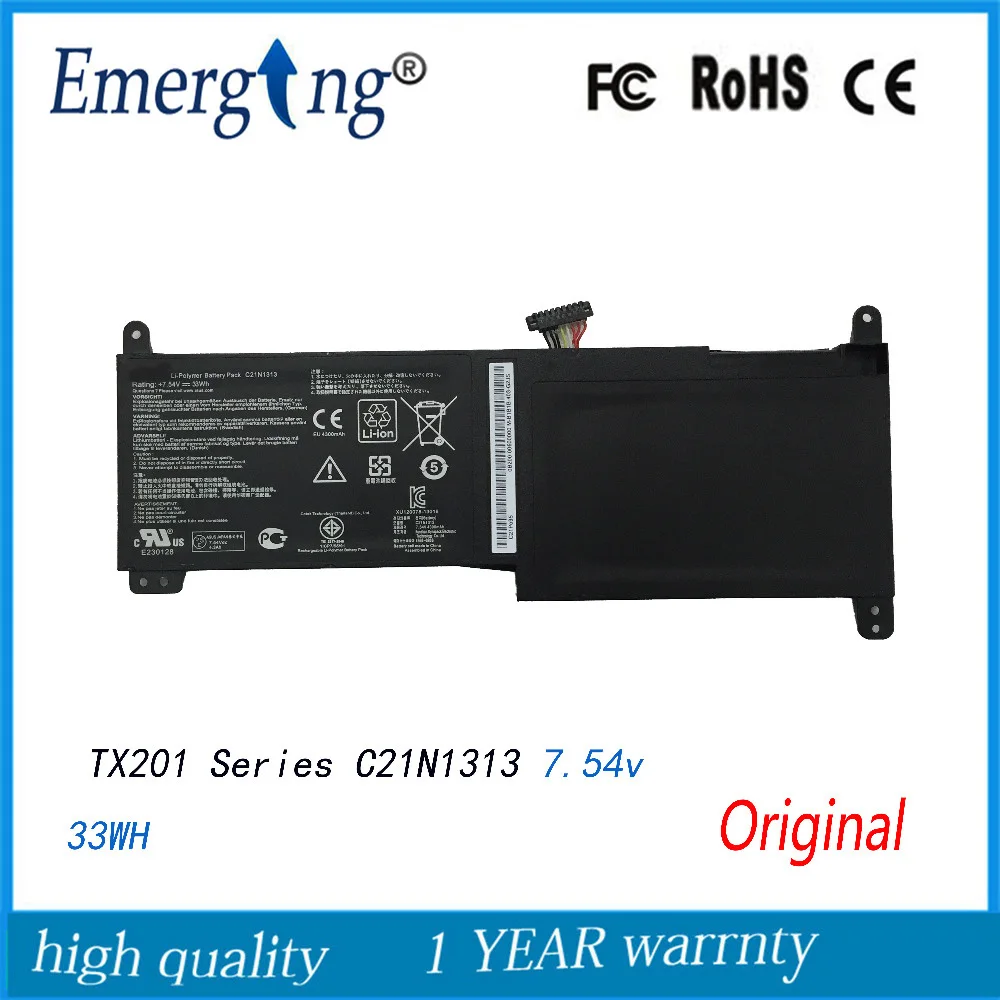 7.54V 33Wh Original New Laptop Battery for ASUS Transformer Book Trio TX201 TX201LA C21N1313
7.54V 33Wh Original New Laptop Battery for ASUS Transformer Book Trio TX201 TX201LA C21N1313