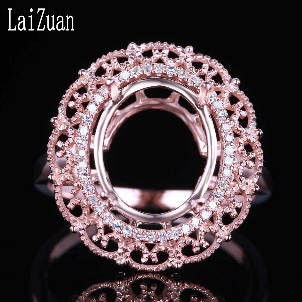 Кольцо LaiZuan из настоящего розового золота 14 к 12x10 мм овальной огранки