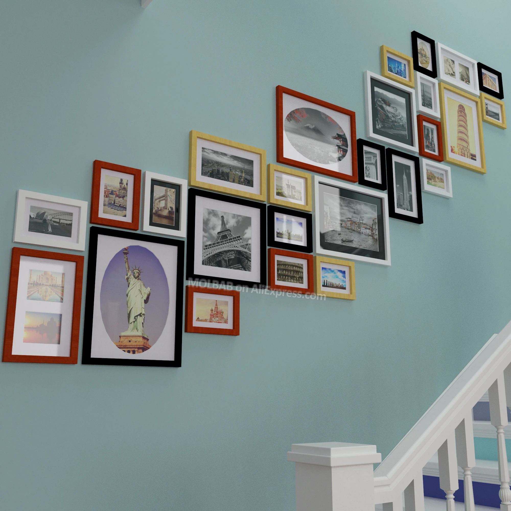MOLBAB Large Wood Photo Frames Stairwell Gallery Wall 26PCS/Set Modern Flat Border Wooden Picture Frame Chic Home Stairway Decor
MOLBAB Large Wood Photo Frames Stairwell Gallery Wall 26PCS/Set Modern Flat Border Wooden Picture Frame Chic Home Stairway Decor