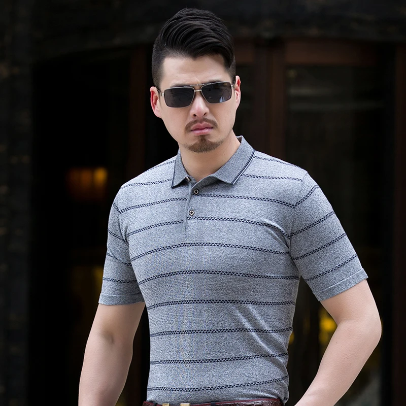 Mens Polo Shirt Middle-aged Man Summer Clothes Short Sleeve Camisa Gola Polo Silk Cotton Striped Tops Plus Size 4XL 5XL 6XL 8730
Mens Polo Shirt Middle-aged Man Summer Clothes Short Sleeve Camisa Gola Polo Silk Cotton Striped Tops Plus Size 4XL 5XL 6XL 8730