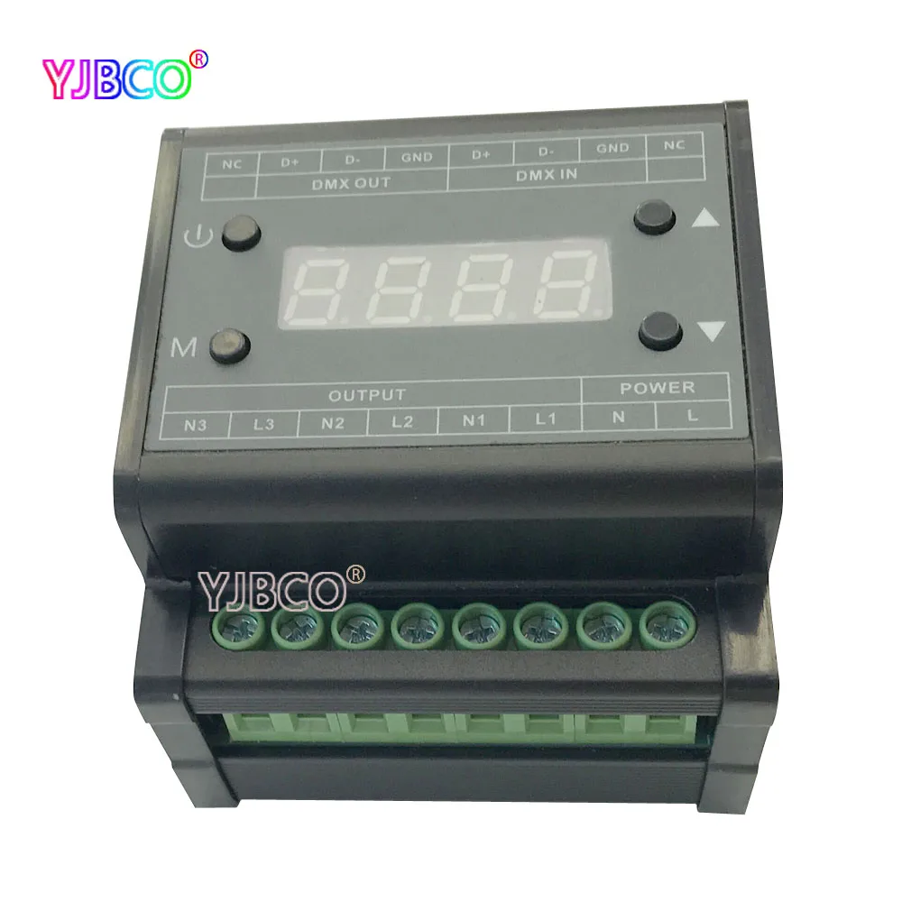 

DMX302 High voltage DMX triac led dimmer brightness controller AC90V-240V 50Hz/60Hz Output 3channels 1A/CH for led panel light