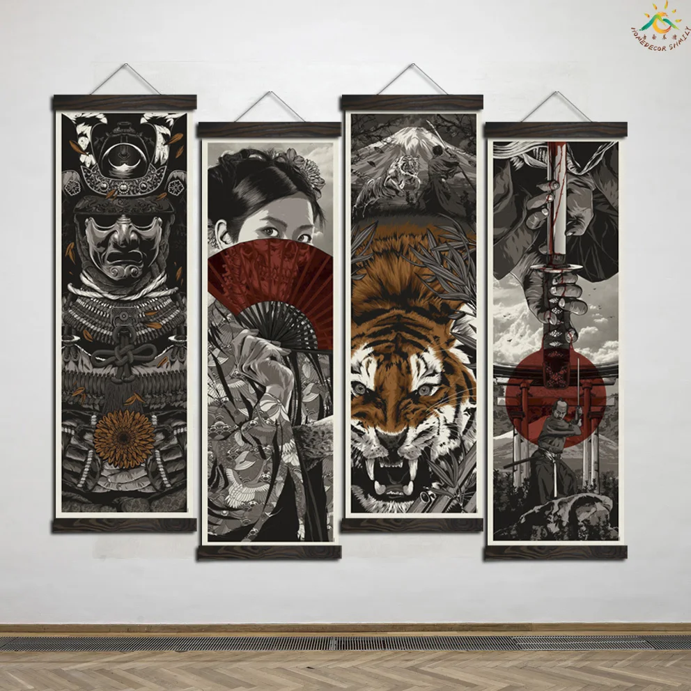 Japanese Manga Geisha Warrior Tiger Vintage Scroll Posters and Prints Scroll Painting Canvas Wall Art Pictures Frame Painting
Japanese Manga Geisha Warrior Tiger Vintage Scroll Posters and Prints Scroll Painting Canvas Wall Art Pictures Frame Painting