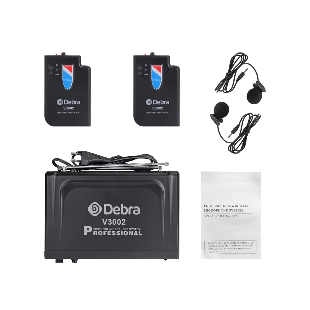 Debra Audio V3002 VHF Wireless Dual Lavalier/Headset Microphone Mic System for Wedding, Karaoke,business meetings!!!
Debra Audio V3002 VHF Wireless Dual Lavalier/Headset Microphone Mic System for Wedding, Karaoke,business meetings!!!