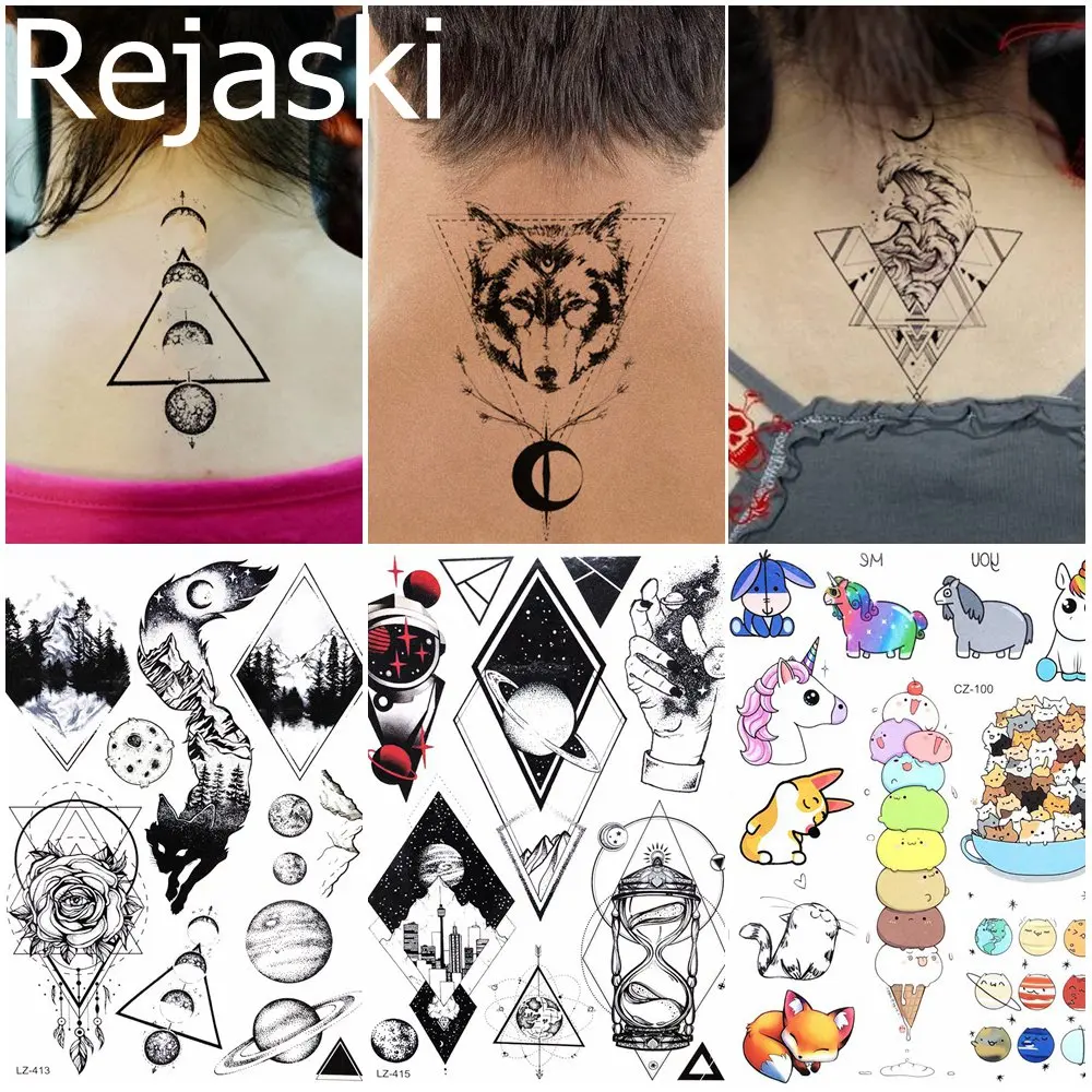 Popular Geometric Wolf Moon Temporary Tattoo Stickers Women Body Arm Neck Water Transfer Tatoos Men Neck Fake Black Tattoo Paste
Popular Geometric Wolf Moon Temporary Tattoo Stickers Women Body Arm Neck Water Transfer Tatoos Men Neck Fake Black Tattoo Paste