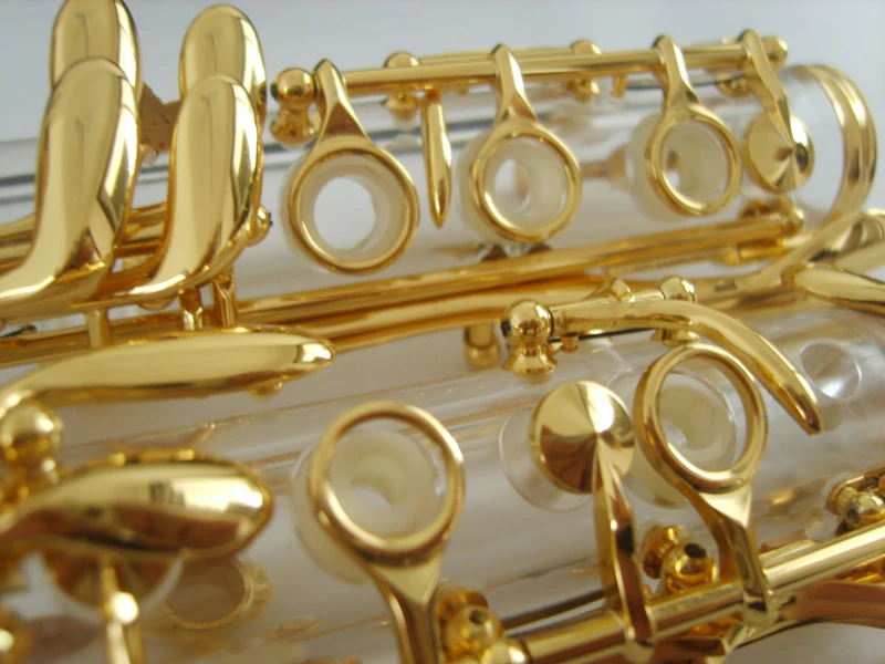 Высококачественный кларинат Bb прозрачный ключ к позолоченному|transparent clarinet|bb