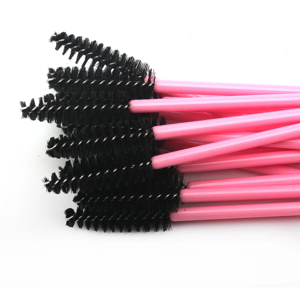 100 шт. розовые кисти с ручкой для наращивания ресниц и объемных Eyebrown|Аппликатор