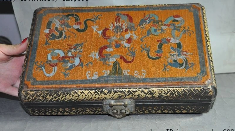 Old China nobility lacquerware wood Hand-carved Dragon palace jewelry box boxes
Old China nobility lacquerware wood Hand-carved Dragon palace jewelry box boxes