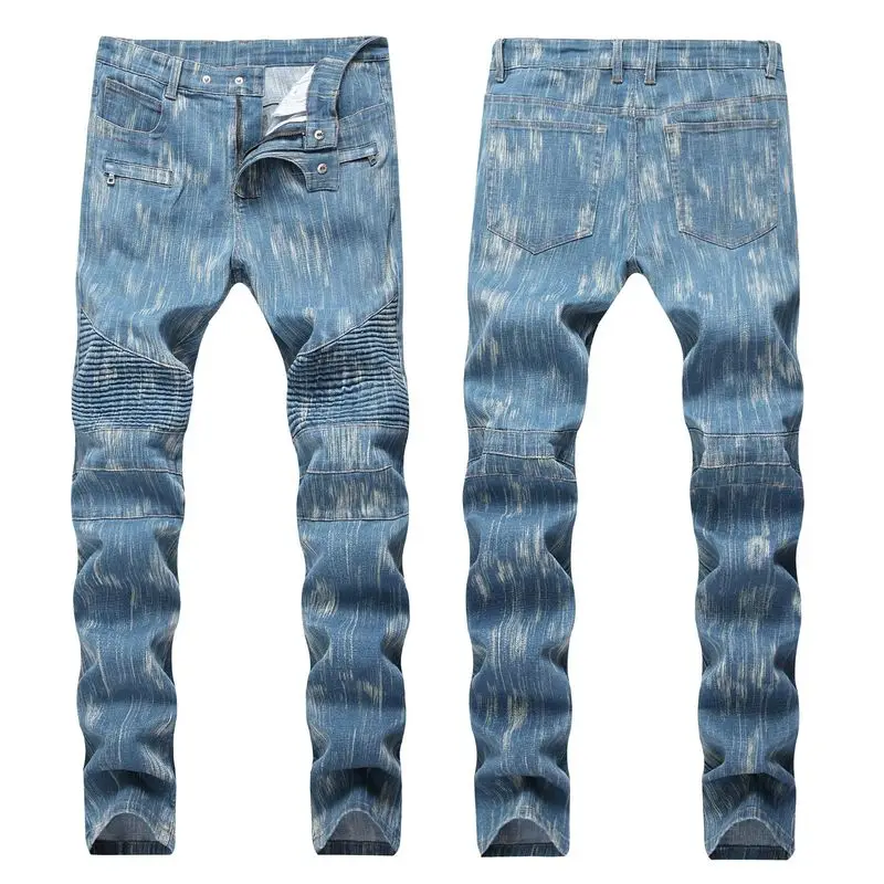 Jeans Men's European and American Style Pleated Pants Leg Motorcycle Jeans Men's Large Size Cotton Skinny Casual Denim Pants
Jeans Men's European and American Style Pleated Pants Leg Motorcycle Jeans Men's Large Size Cotton Skinny Casual Denim Pants