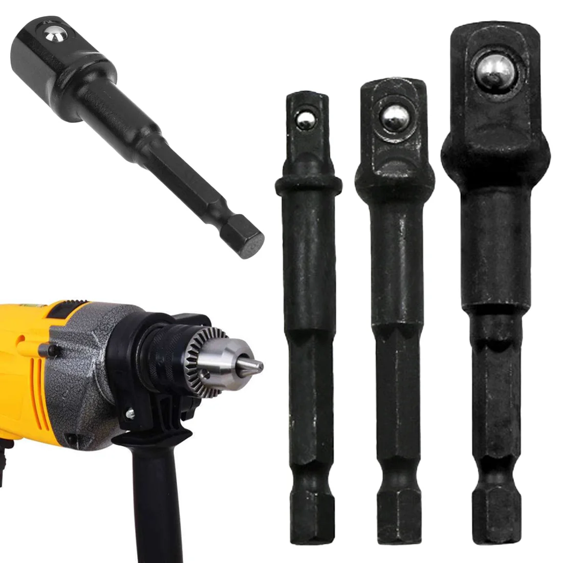 Socket Adapter Hex Shank to 1/4" 3/8" 1/2" Extension Drill Bit Bar Hex Bit Set Power Tools
Socket Adapter Hex Shank to 1/4" 3/8" 1/2" Extension Drill Bit Bar Hex Bit Set Power Tools