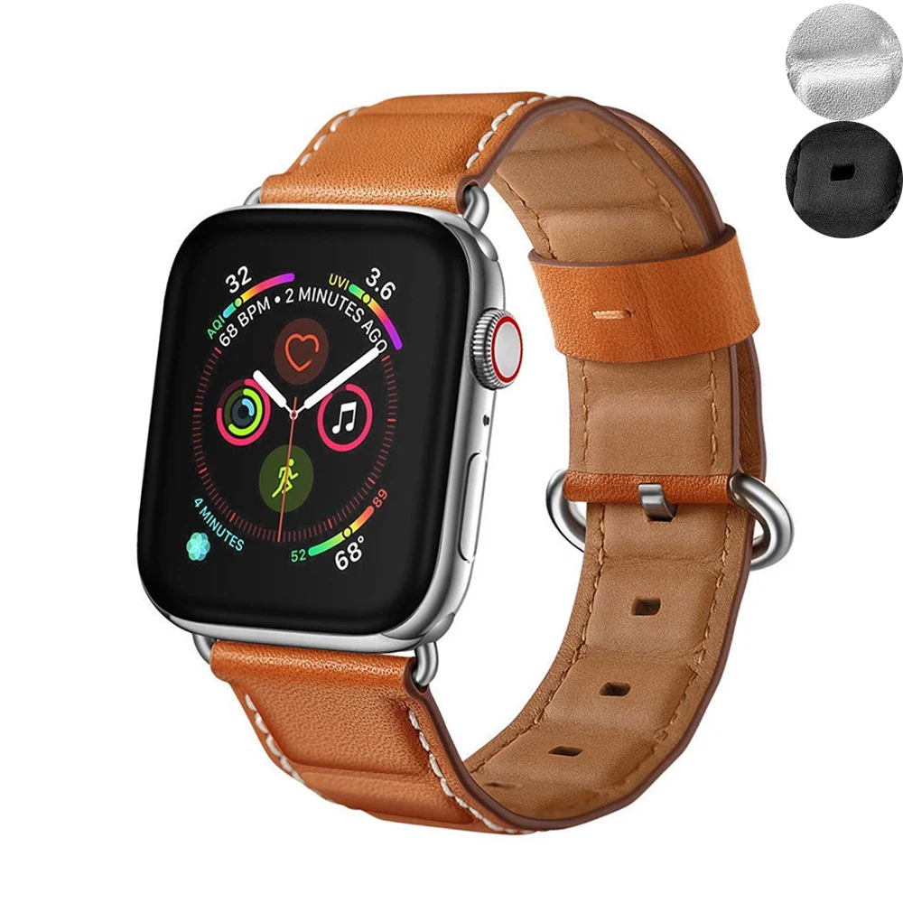 Ремешок из натуральной кожи для apple watch 42 мм 38 44 40 iwatch series 4 3 2 1 Аксессуары сменный