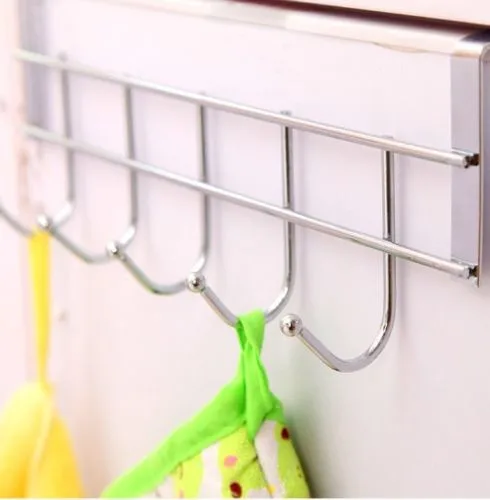 5 Hooks Stainless Steel Clothes Door Rack Bathroom Kitchen bedroom Towel Hanger hanging Loop Organizer | Дом и сад