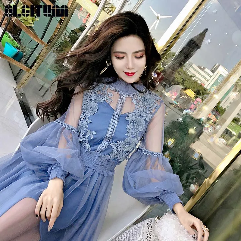 New 2020 Spring Summer Women Dress Korean Version of the Lantern Long-Sleeved Waist Mesh Gauze Stand Flower Dress DR822
New 2020 Spring Summer Women Dress Korean Version of the Lantern Long-Sleeved Waist Mesh Gauze Stand Flower Dress DR822