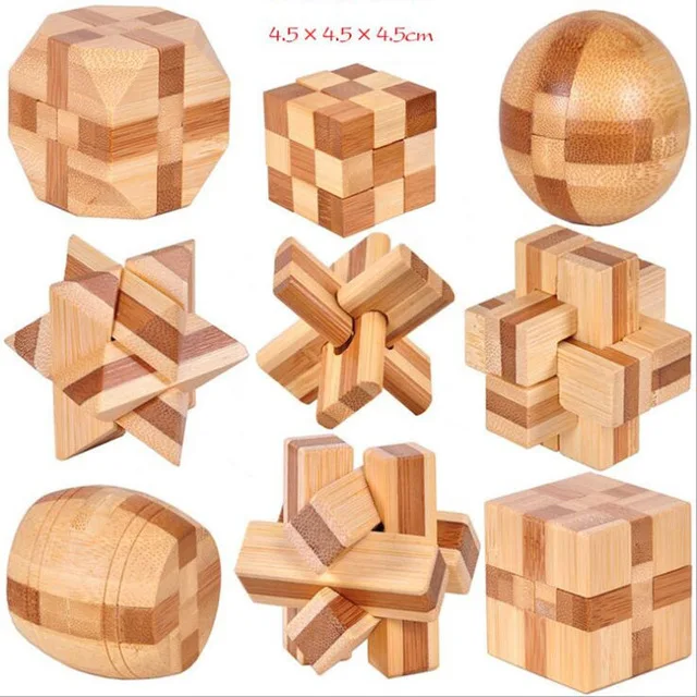 9 pcs/set 3D handmade vintage Ming lock Luban lock wooden toys adults puzzle children Christmas gift free shipping
9 pcs/set 3D handmade vintage Ming lock Luban lock wooden toys adults puzzle children Christmas gift free shipping