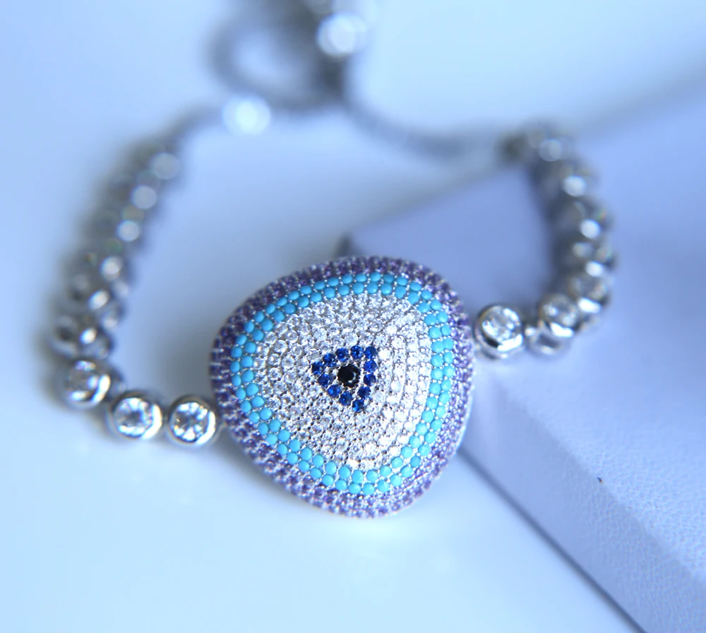 top quality factory promotion white purple turquoises stone Romantic girlfriend gift lucky every day evil eye bracelet | Украшения и
