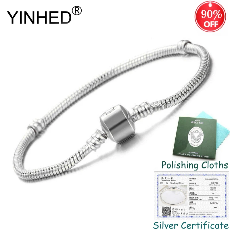 Sent Silver Certificate! YINHED Original DIY Bracelet Bangle Solid 925 Silver Snake Chain Bead Bracelets for Women Jewelry ZB027
Sent Silver Certificate! YINHED Original DIY Bracelet Bangle Solid 925 Silver Snake Chain Bead Bracelets for Women Jewelry ZB027
