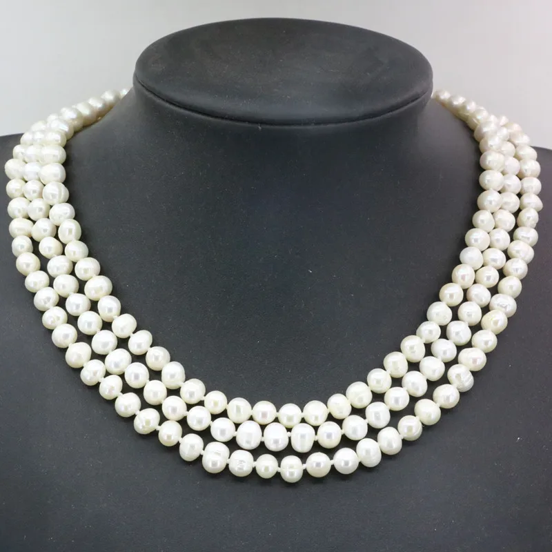 3 Colors Natural Freshwater Pearl 7-8mm Round Beads Necklace For Women Jewelry 3 Rows Fashion Chains Prom Gifts 17-19" B3457
3 Colors Natural Freshwater Pearl 7-8mm Round Beads Necklace For Women Jewelry 3 Rows Fashion Chains Prom Gifts 17-19" B3457