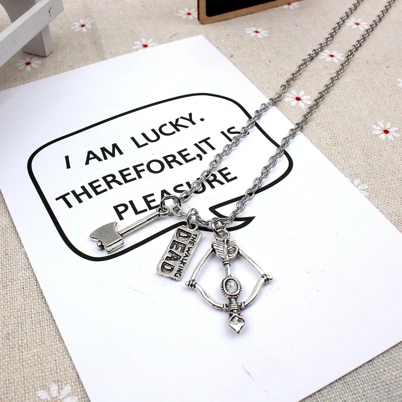New Fashion The Walking Dead Necklace Pendants Short Long Women Men Collar Gift Jewelry Choker Bow and ax
New Fashion The Walking Dead Necklace Pendants Short Long Women Men Collar Gift Jewelry Choker Bow and ax