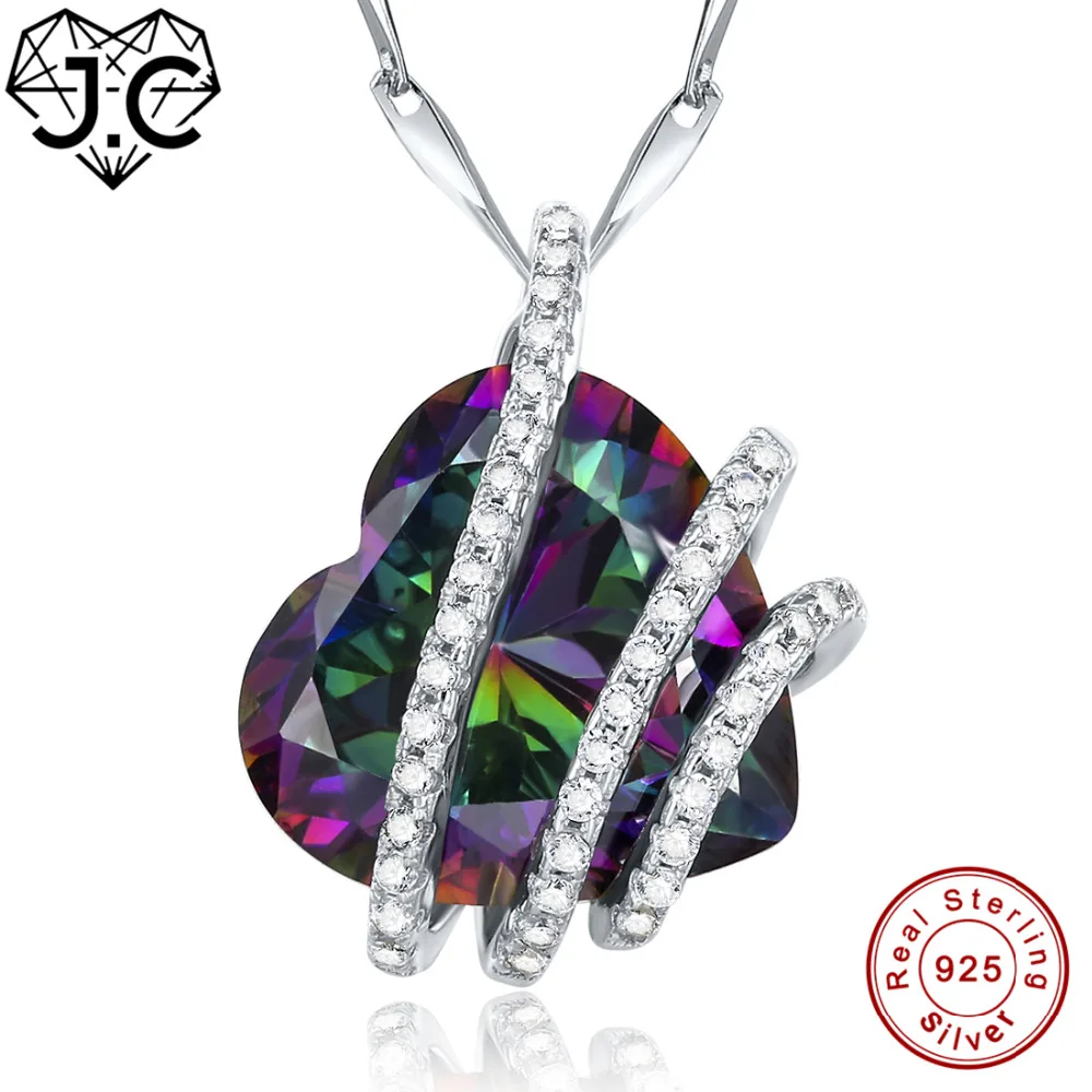 J.C for Lovers Solid 925 Sterling Silver Pendant Excellent Heart Shaped Necklace Rainbow & Sky Blue White Topaz Fine Jewelry
J.C for Lovers Solid 925 Sterling Silver Pendant Excellent Heart Shaped Necklace Rainbow & Sky Blue White Topaz Fine Jewelry