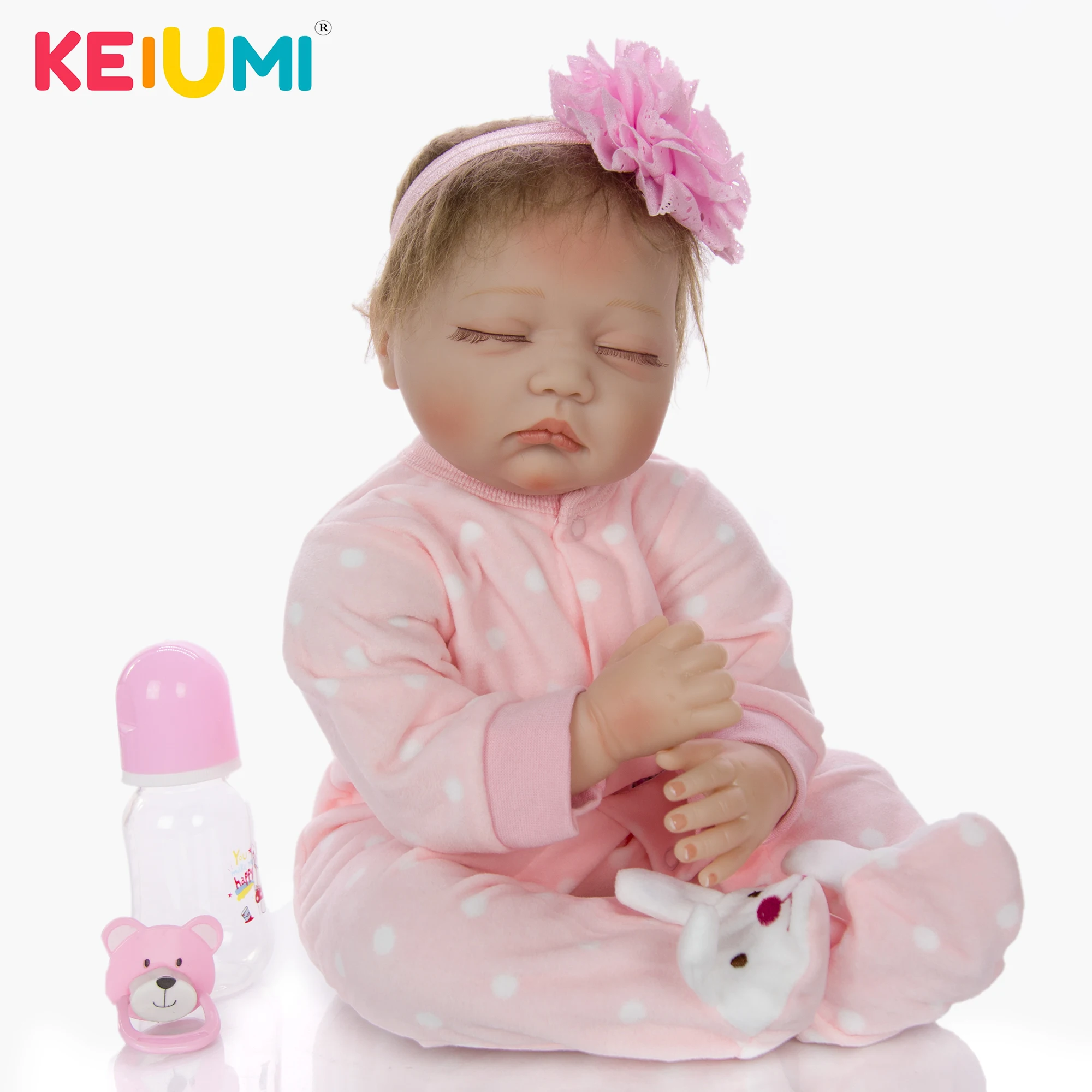 

Милая Спящая кукла реборн KEIUMI, 55 см, Мягкая силиконовая виниловая игрушка для девочек, Реалистичная кукла-младенец Реборн, тканевое тело, Детский Рождественский подарок