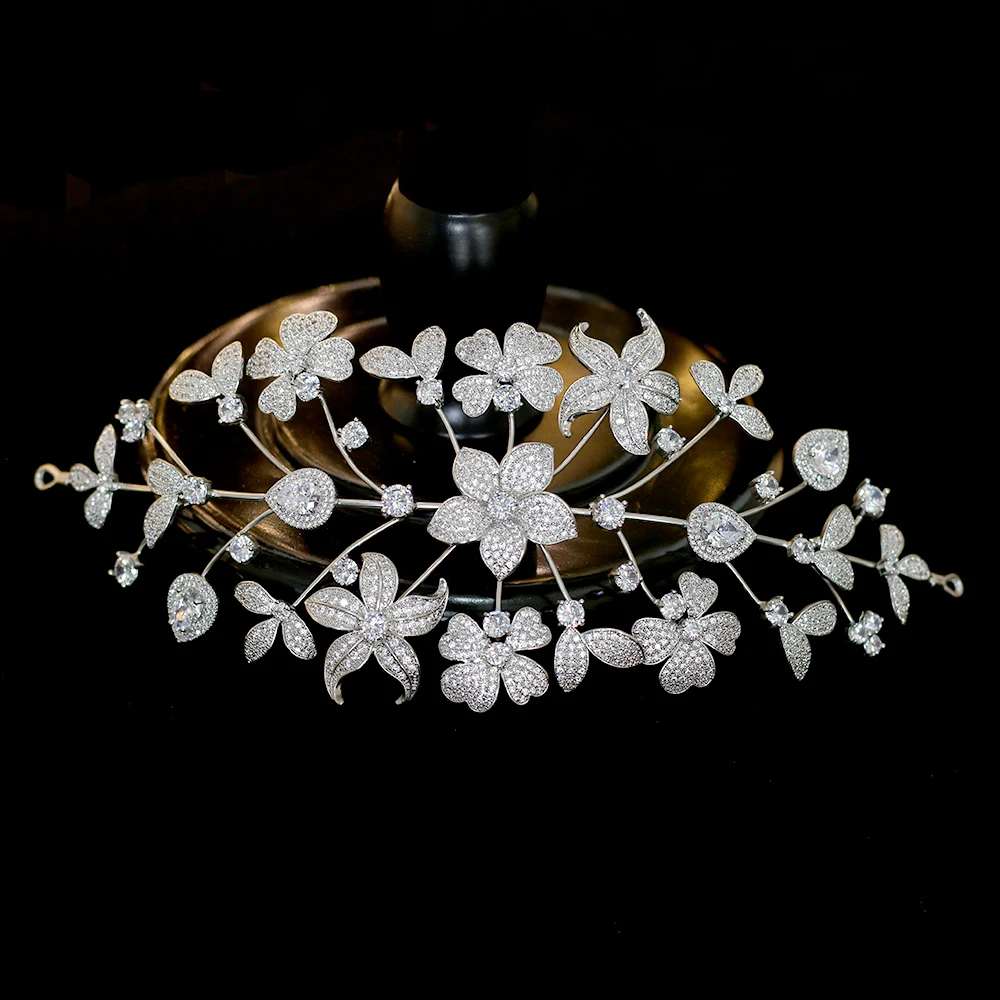 Boda de lujo Accesorios para el cabello Corona nupcial Circonita Flores Correa de pelo suave Joyeria de las mujeres
Boda de lujo Accesorios para el cabello Corona nupcial Circonita Flores Correa de pelo suave Joyeria de las mujeres