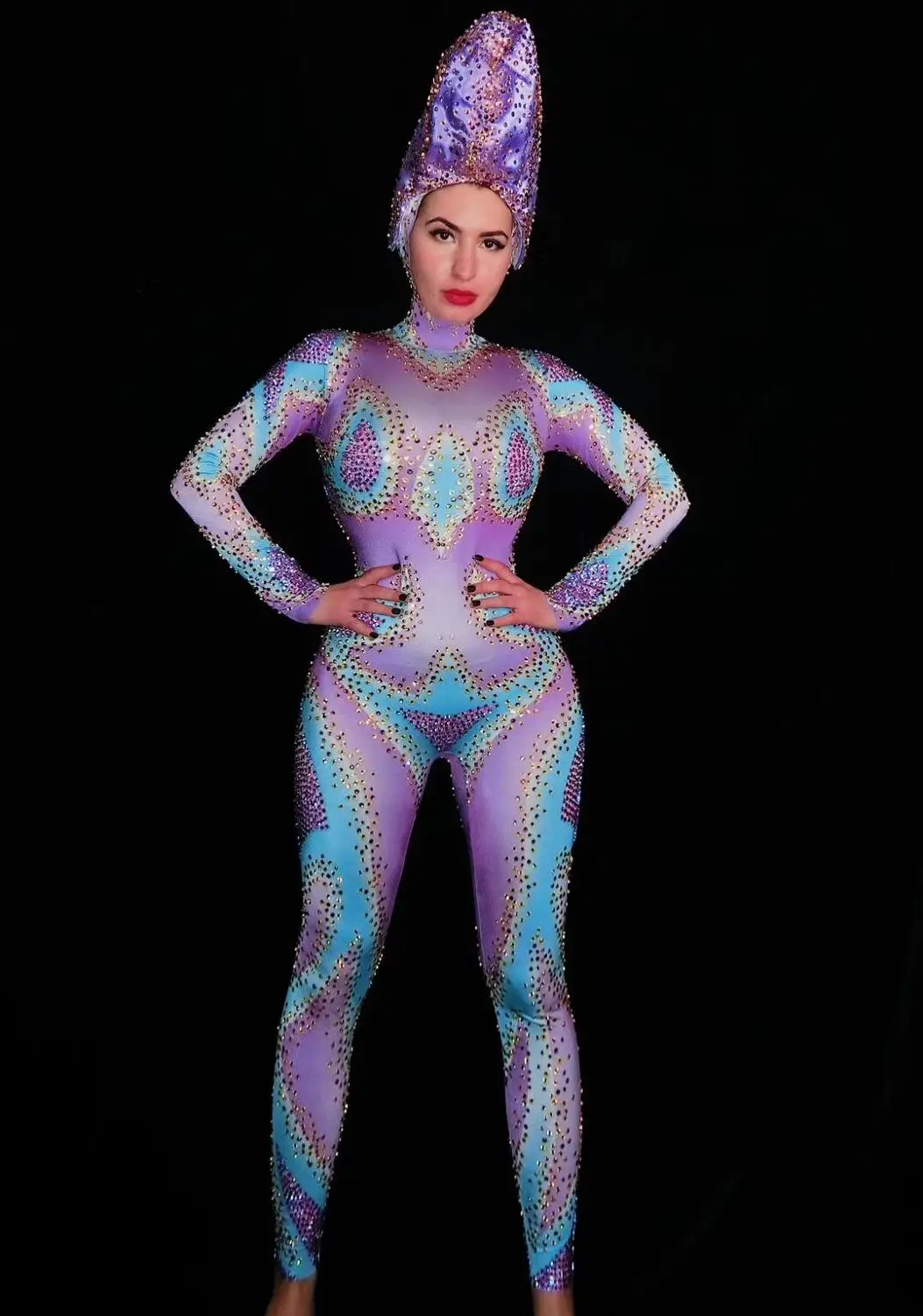Sexy Snake Print Purple Blue Rhinestones Jumpsuit Nightclub DJ Singer Elastic Leotard Stage Wear Dancer Team Performance Costume
Sexy Snake Print Purple Blue Rhinestones Jumpsuit Nightclub DJ Singer Elastic Leotard Stage Wear Dancer Team Performance Costume