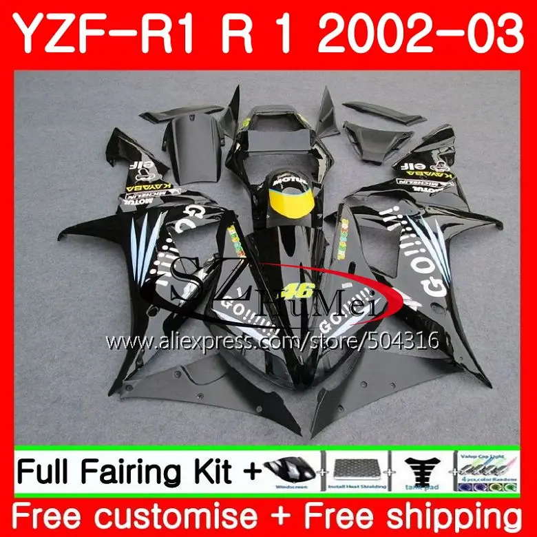 Black GO!!!! Body For YAMAHA YZF 1000 YZFR1 02 03 YZF-1000 Bodywork 73SH1 YZF R 1 YZF R1 02 03 YZF1000 YZF-R1 2002 2003 Fairing
Black GO!!!! Body For YAMAHA YZF 1000 YZFR1 02 03 YZF-1000 Bodywork 73SH1 YZF R 1 YZF R1 02 03 YZF1000 YZF-R1 2002 2003 Fairing
