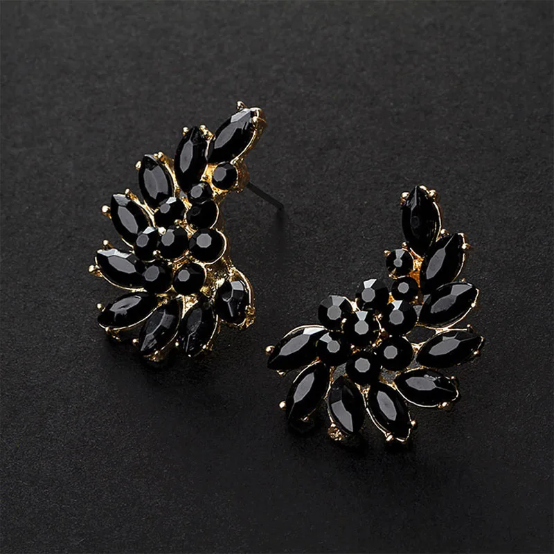 5 Pair Trendy Jewelry Accessories Micro Pave Gold Small Beads Earrings Black Horse Eye Rhinestone Stud Earring Gift For Women | Украшения и