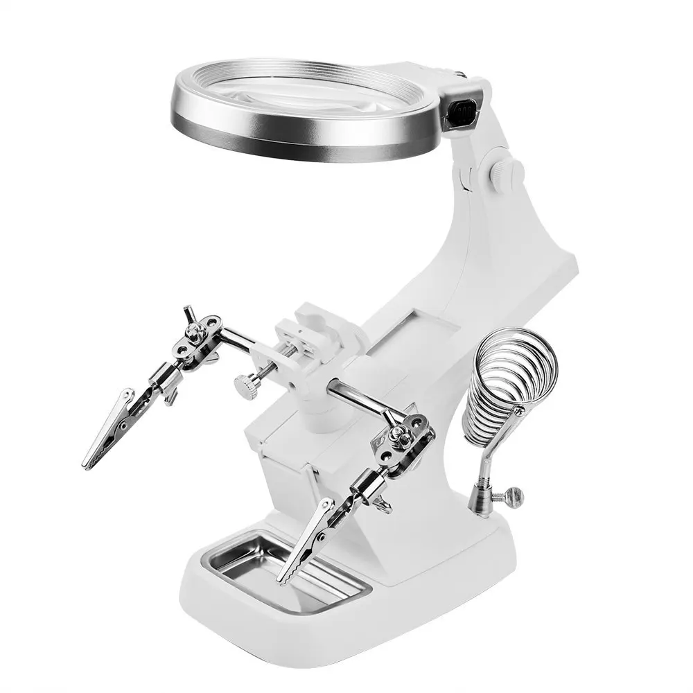 Protable LED Illuminated Desktop Magnifier Helping Hand Auxiliary Clamp Alligator Clip Stand 10 LED Lights Magnifying Glass
Protable LED Illuminated Desktop Magnifier Helping Hand Auxiliary Clamp Alligator Clip Stand 10 LED Lights Magnifying Glass