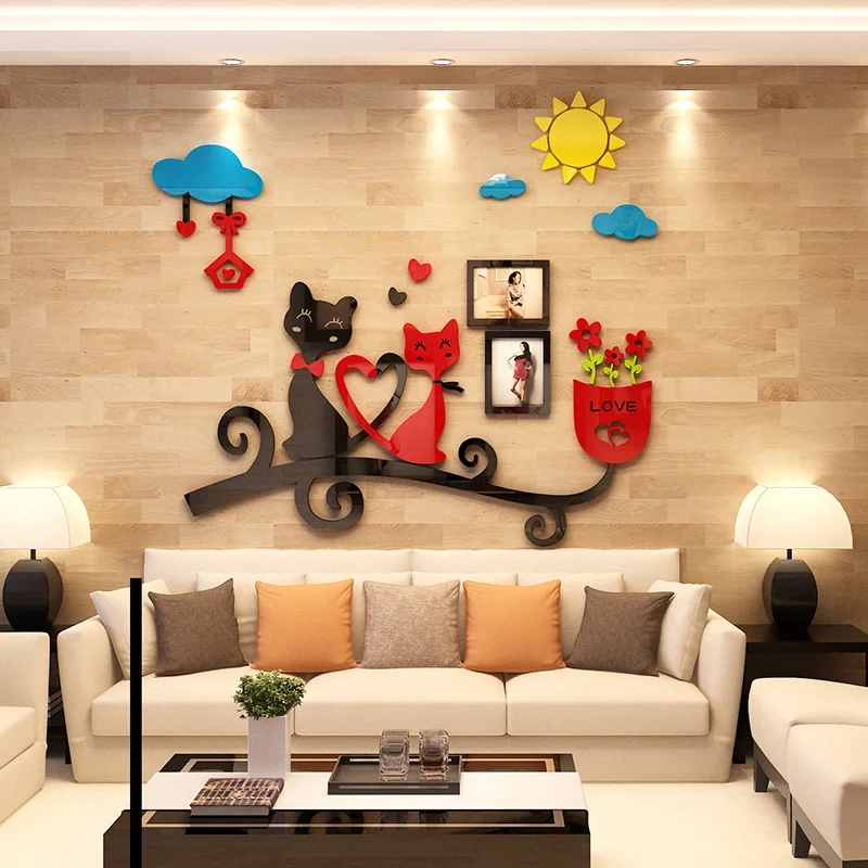 Couple cat acrylic TV backdrop wall sticker creative personality 3D stickers bedroom bedside background wall surface decoration
Couple cat acrylic TV backdrop wall sticker creative personality 3D stickers bedroom bedside background wall surface decoration
