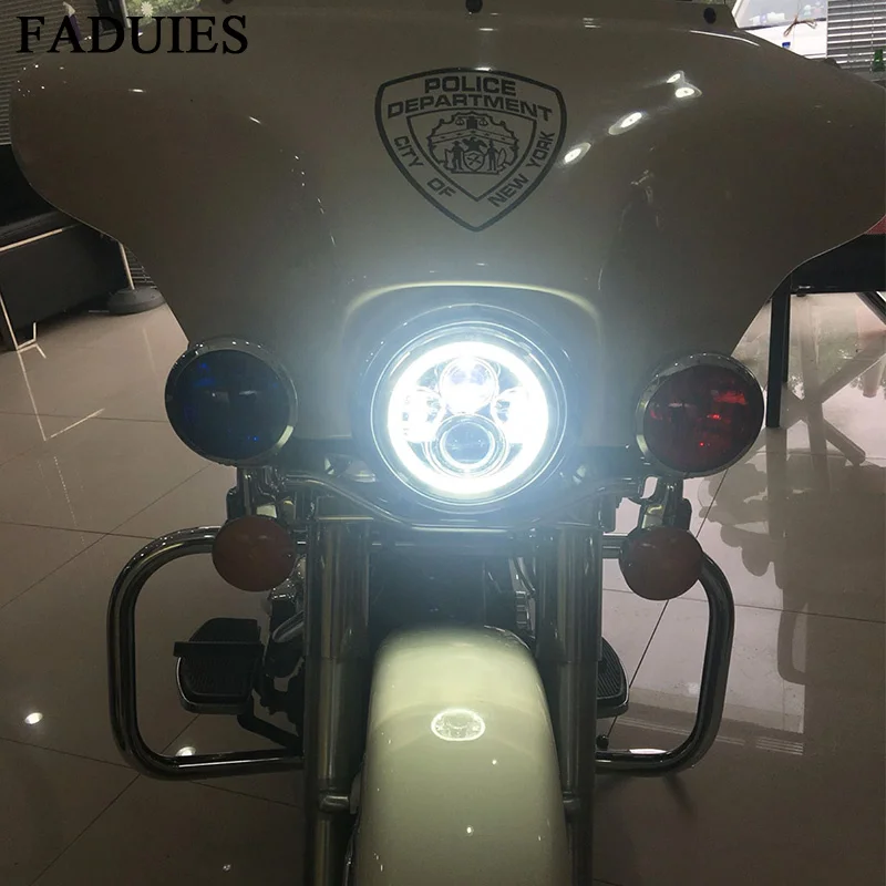 FADUIES 7 inch Round Led headlight For Motorcycle H4 7" Led Headlamp Halo With White Angle Eyes
FADUIES 7 inch Round Led headlight For Motorcycle H4 7" Led Headlamp Halo With White Angle Eyes