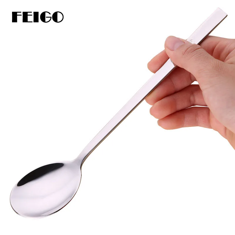 FEIGO 1PC Thicken Stainless Steel Spoon Long Handle Coffee Tea Spoons Drinking Flatware Baby Tableware Kitchen Accessories F481
FEIGO 1PC Thicken Stainless Steel Spoon Long Handle Coffee Tea Spoons Drinking Flatware Baby Tableware Kitchen Accessories F481