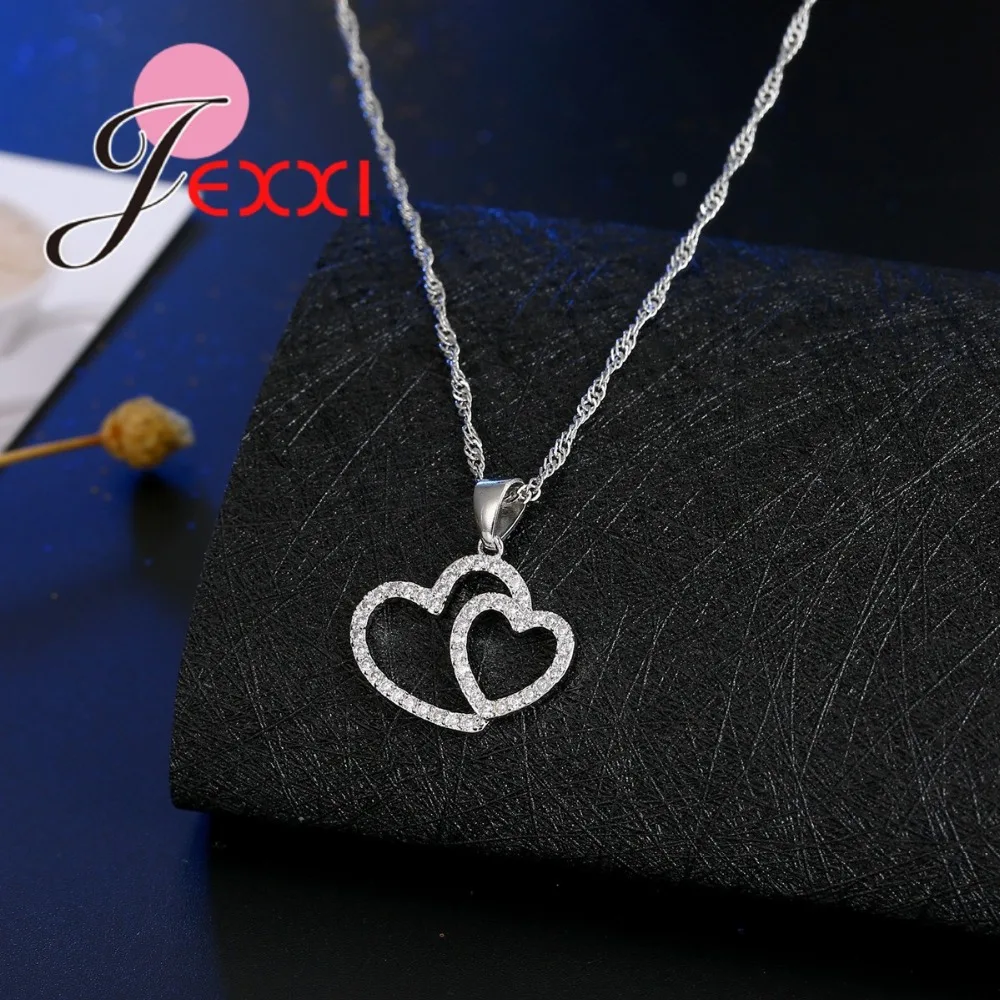 1 Set New 925 Sterling Silver Jewelry Set Fashion Wedding Jewelry Exquisite Double Heart Design Earrings+Pendant+Necklace
1 Set New 925 Sterling Silver Jewelry Set Fashion Wedding Jewelry Exquisite Double Heart Design Earrings+Pendant+Necklace