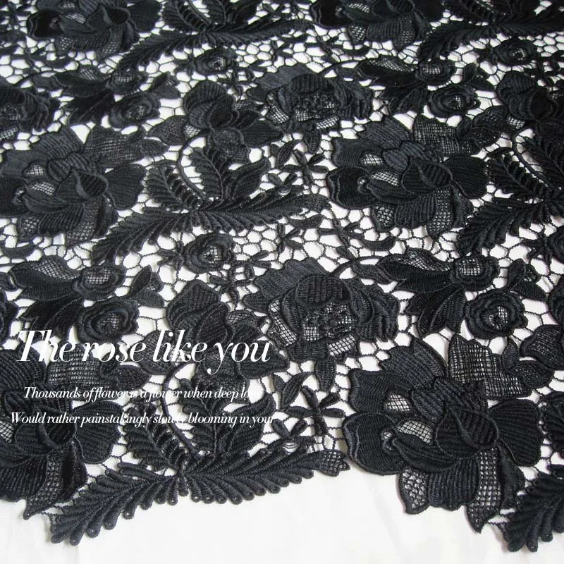 90cm wide black milk silk water soluble three-dimensional flowers cutout lace material
90cm wide black milk silk water soluble three-dimensional flowers cutout lace material