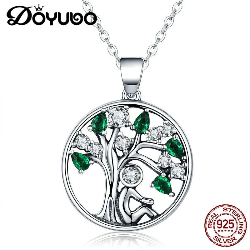 DOYUBO Fashion Women Sterling Silver Pendant Necklace The Tree Of Life Charms Chains With Green Cubic Zircon Lady Jewelry AKK011
DOYUBO Fashion Women Sterling Silver Pendant Necklace The Tree Of Life Charms Chains With Green Cubic Zircon Lady Jewelry AKK011