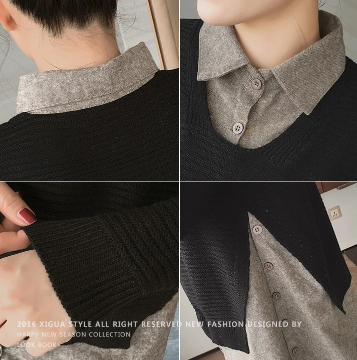 3xl plus big size blusas feminina 2020 new korean spring autumn winter women false two pieces knit stitch shirt female A2234
3xl plus big size blusas feminina 2020 new korean spring autumn winter women false two pieces knit stitch shirt female A2234