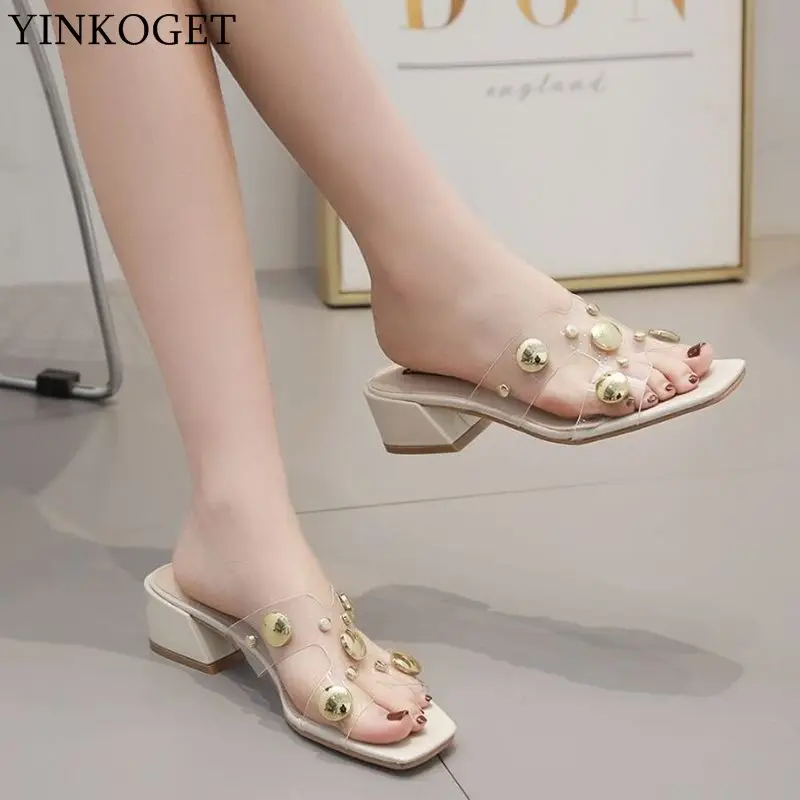 YINKOGET/Модная брендовая женская обувь на толстом каблуке высокого качества с