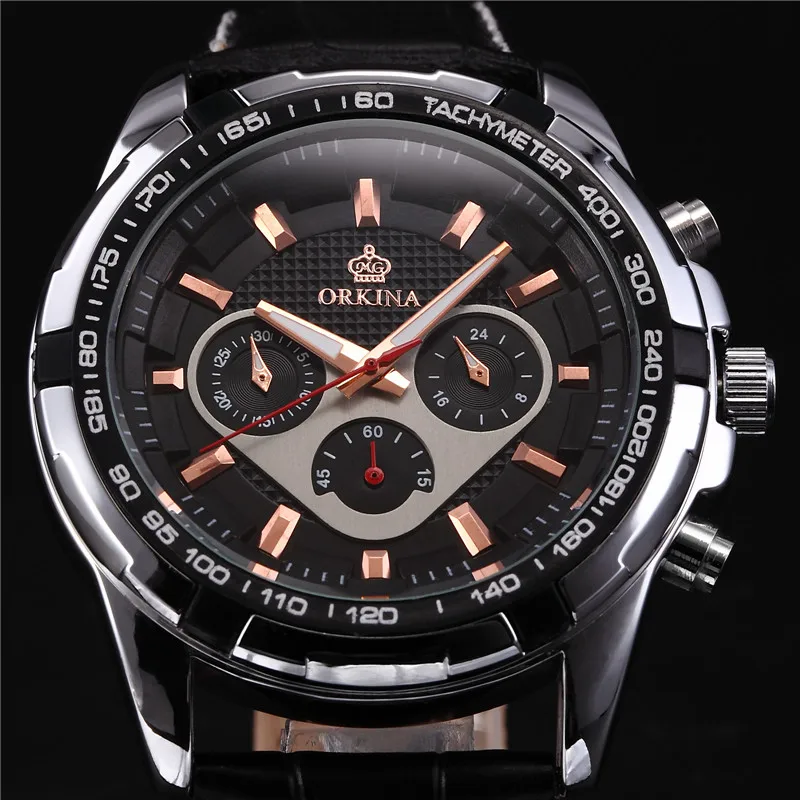MG. Часы ORKINA мужские с кожаным ремешком японский часовой механизм MIYOTA JS20 Relojes Hombre