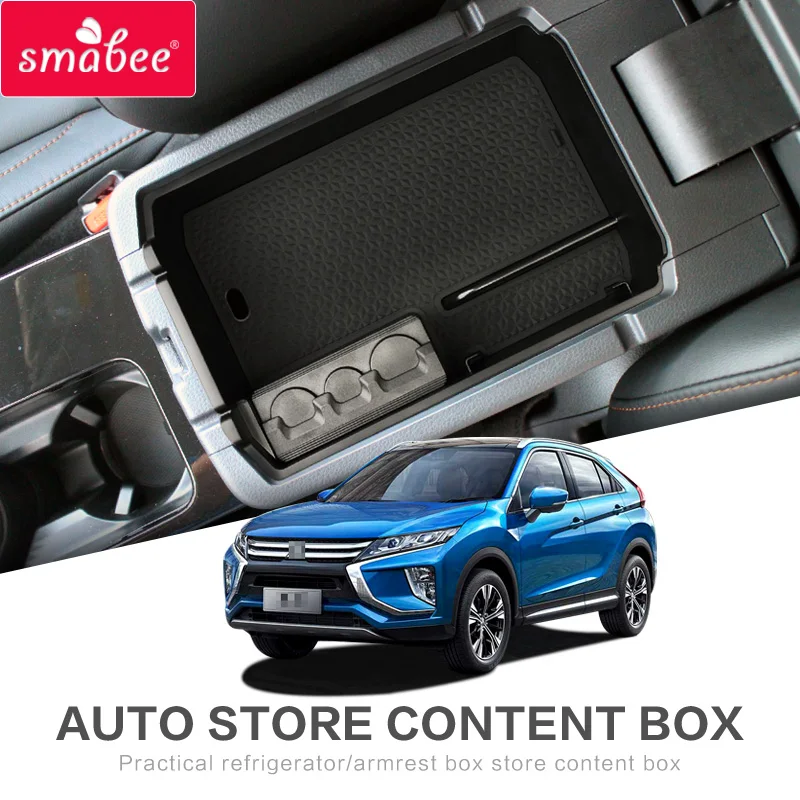 

smabee Car central armrest box For MITSUBISHI ECLIPSE CROSS 2018-2019 Interior Coin storage Accessories Stowing Tidying BLACK