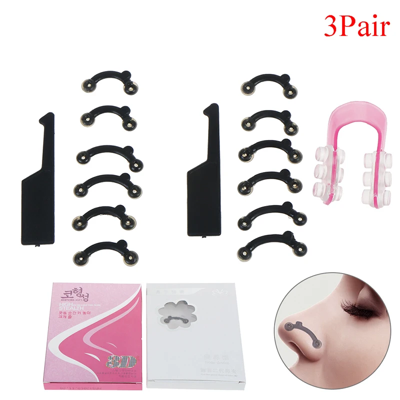 

3Pair Nose Up Shaper Lifting Shaping Clip Clipper Shaper Bridge Straightening Beauty Nose Clip Corrector Massage Tool No Pain