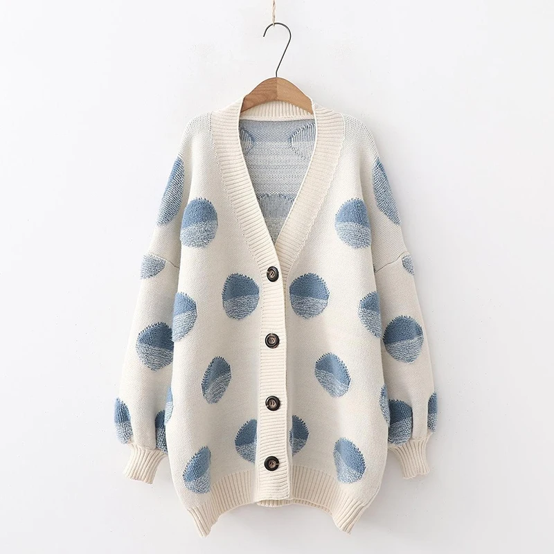 Women Long Sweater and Cardigans Knit Jackets Oversized Sweaters Ponchoes Button Dots Loose Female Cardigans 2019 Winter
Women Long Sweater and Cardigans Knit Jackets Oversized Sweaters Ponchoes Button Dots Loose Female Cardigans 2019 Winter