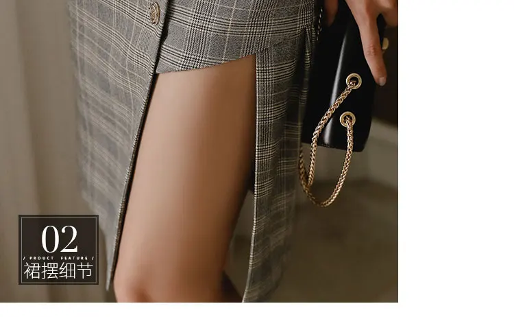 2019 Spring and Autumn Women's New OL Professional Temperament Double-breasted Slim Suit Collar Retro Plaid Irregular Dress
2019 Spring and Autumn Women's New OL Professional Temperament Double-breasted Slim Suit Collar Retro Plaid Irregular Dress
