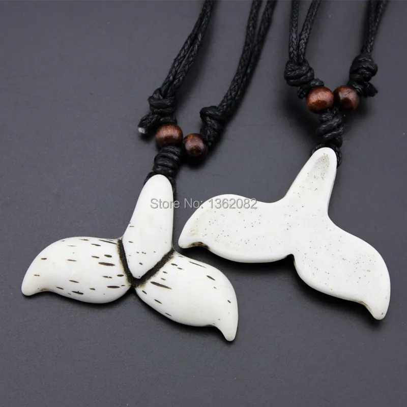Hawaiian Surfer Handmade Faux Bone Carved Shark WHALE TAIL Pendant Necklace New Zealand Tribal Maori Choker Gift MN527 | Украшения и