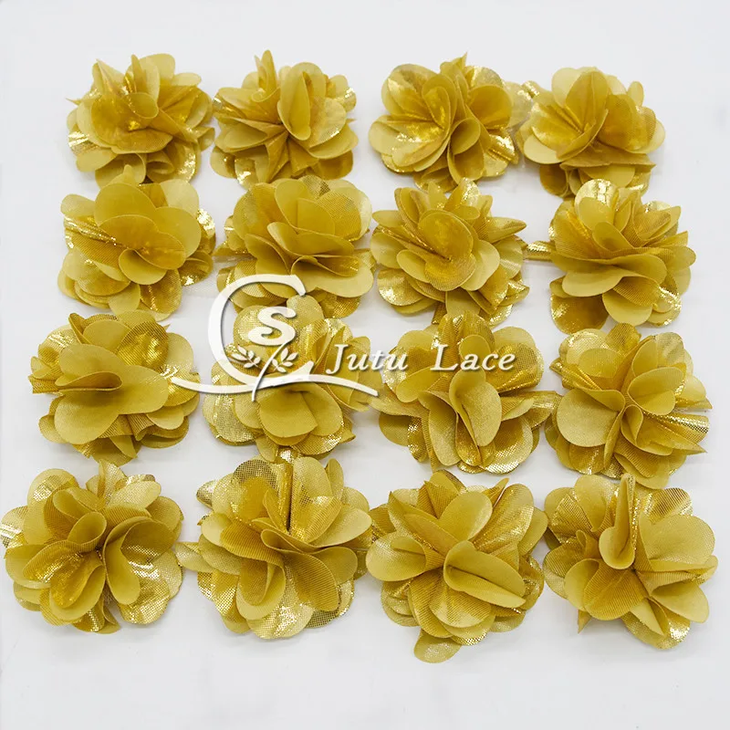 

35pcs/lot , 2.5 '' shabby shiny flower ,shabby glitter petal chiffon flower for headband accessories