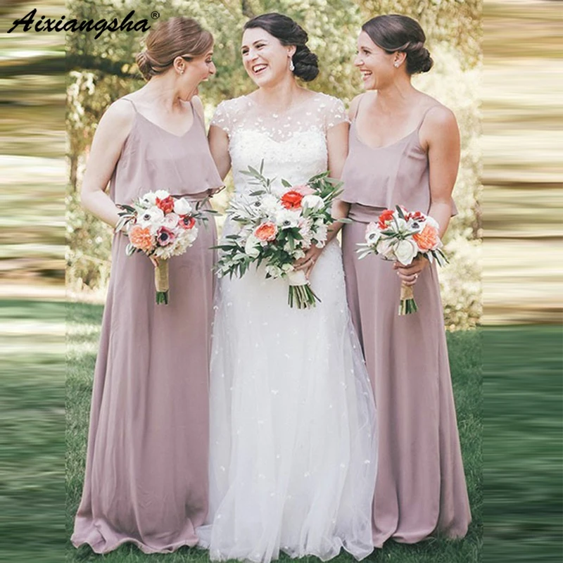 Pink Chiffon Long Bridesmaid Dress with Ruffles Spaghetti Straps Beach Wedding Party Dress vestidos de fiesta de noche
Pink Chiffon Long Bridesmaid Dress with Ruffles Spaghetti Straps Beach Wedding Party Dress vestidos de fiesta de noche