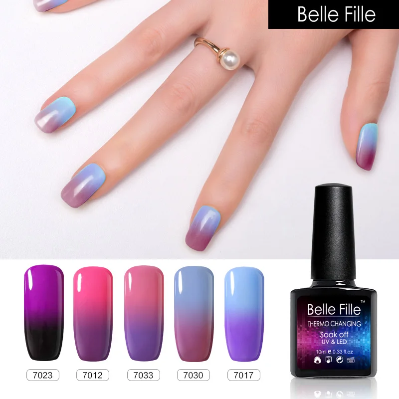 Belle Fille 10 мл дизайн ногтей температура сменить гель лак для Лаки вязаное вискозное