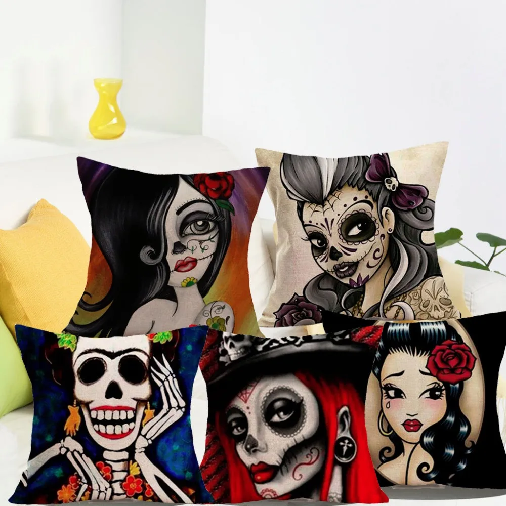 The Day of the Dead Sugar Skull Cushion Cover Color Skull Girl Printed Pillow Cases Bedroom Sofa Home Decoration Drop Shipping
The Day of the Dead Sugar Skull Cushion Cover Color Skull Girl Printed Pillow Cases Bedroom Sofa Home Decoration Drop Shipping