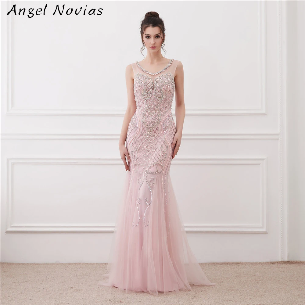 Luxury Long Backless Pale Pink Mermaid Evening Dress 2020 Bling Bling Fully Beading Robe Longue Soiree
Luxury Long Backless Pale Pink Mermaid Evening Dress 2020 Bling Bling Fully Beading Robe Longue Soiree