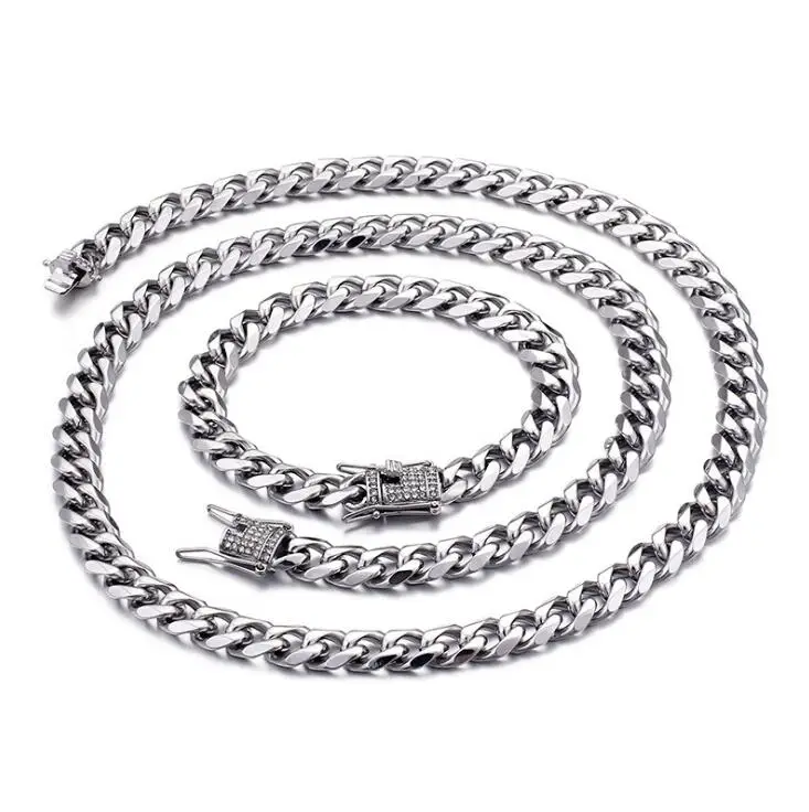 Hiphop Mens 11mm Curb Cuban Chain Set Stainless Steel Iced Out Rhinestone Curb Cuban chain Necklace bracelet Jewelry Sets
Hiphop Mens 11mm Curb Cuban Chain Set Stainless Steel Iced Out Rhinestone Curb Cuban chain Necklace bracelet Jewelry Sets